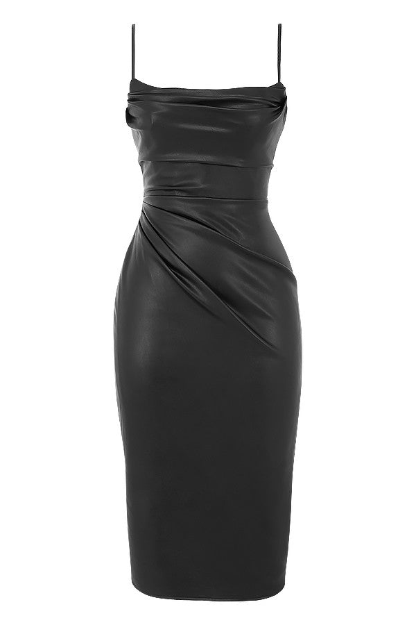 Noire Korsetjurk Dames | Zwarte Vegan Lederlook | Sculpturale Elegantielijn