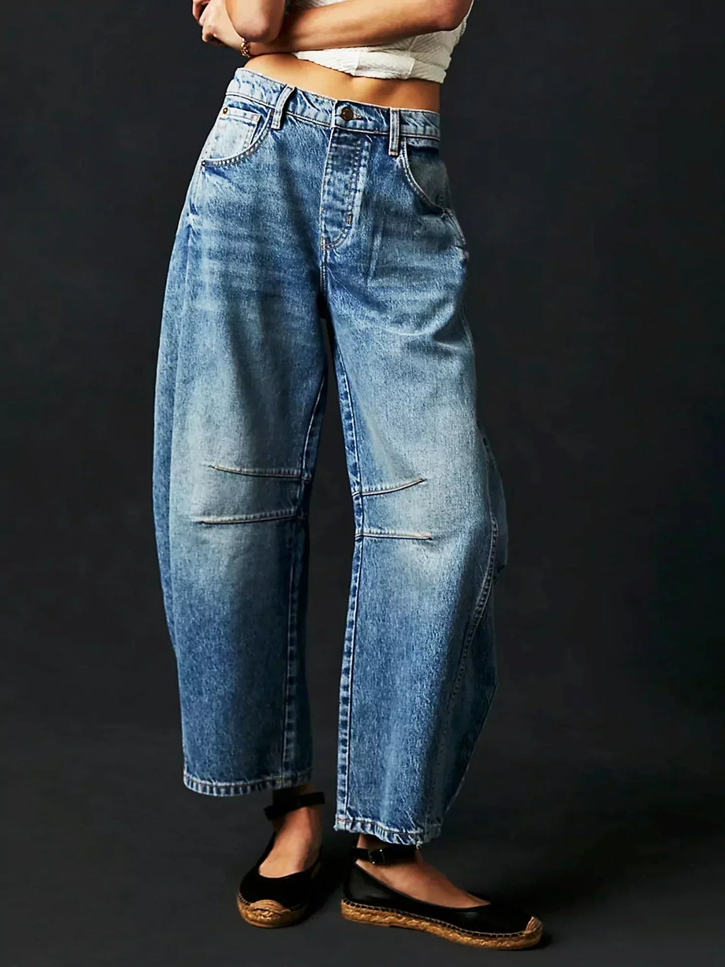 Leilani Barrel Jeans – Stijlvol, Comfortabel & Modern met Print