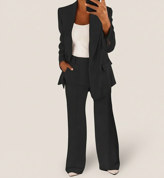 Damespak Vivienne – Elegante 2-Delige Set met Blazer en Wide-Leg Pantalon