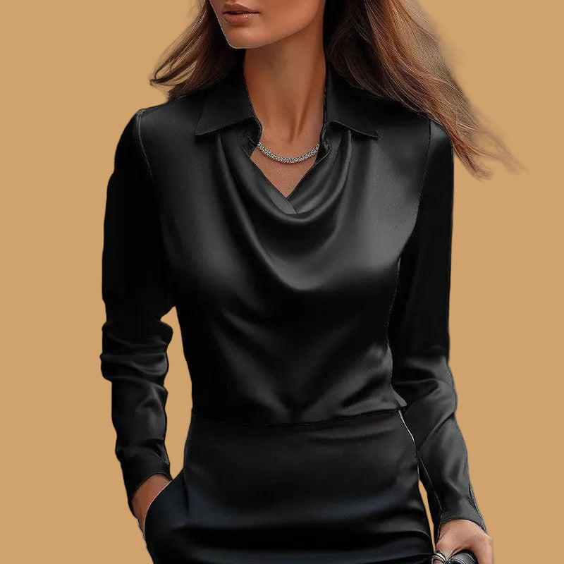 Blouse Elena – Luxe Kreukvrije Blouse van Ijszijde met Pailletten