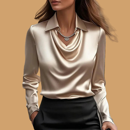 Blouse Elena – Luxe Kreukvrije Blouse van Ijszijde met Pailletten