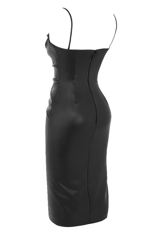 Noire Korsetjurk Dames | Zwarte Vegan Lederlook | Sculpturale Elegantielijn