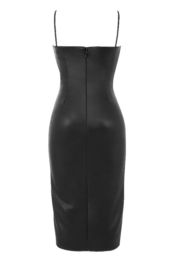 Noire Korsetjurk Dames | Zwarte Vegan Lederlook | Sculpturale Elegantielijn
