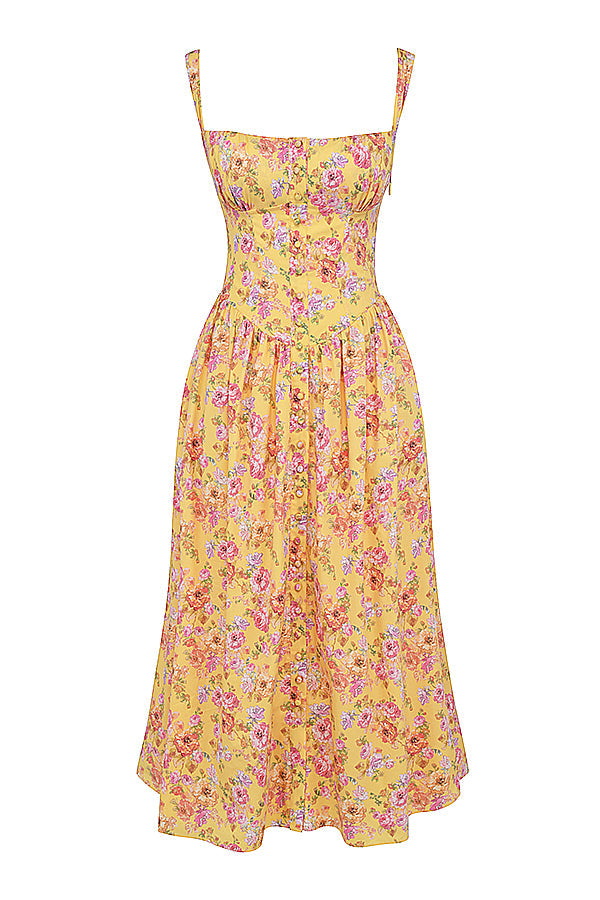 Midi Jurk Sophia – Luchtige Bloemenjurk met Romantische Print