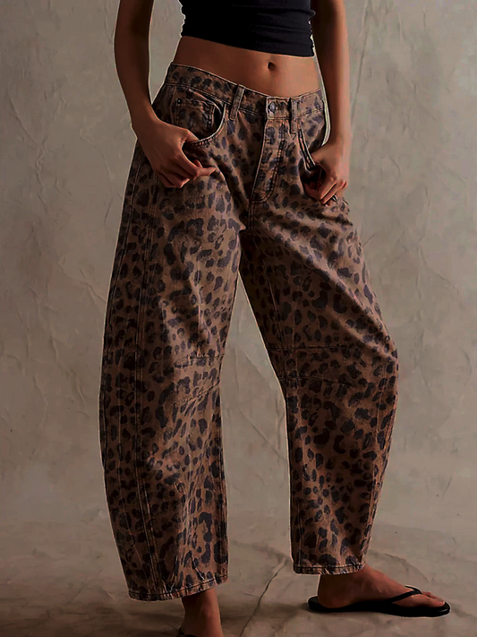 Leilani Barrel Jeans – Stijlvol, Comfortabel & Modern met Print