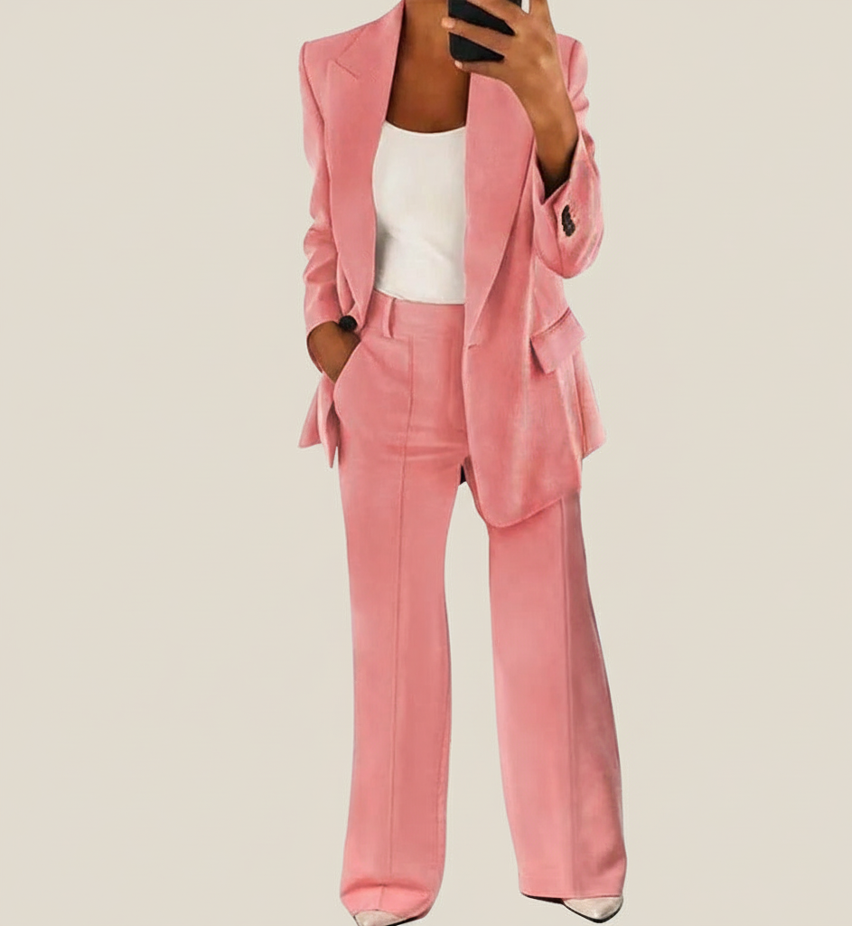 Damespak Vivienne – Elegante 2-Delige Set met Blazer en Wide-Leg Pantalon