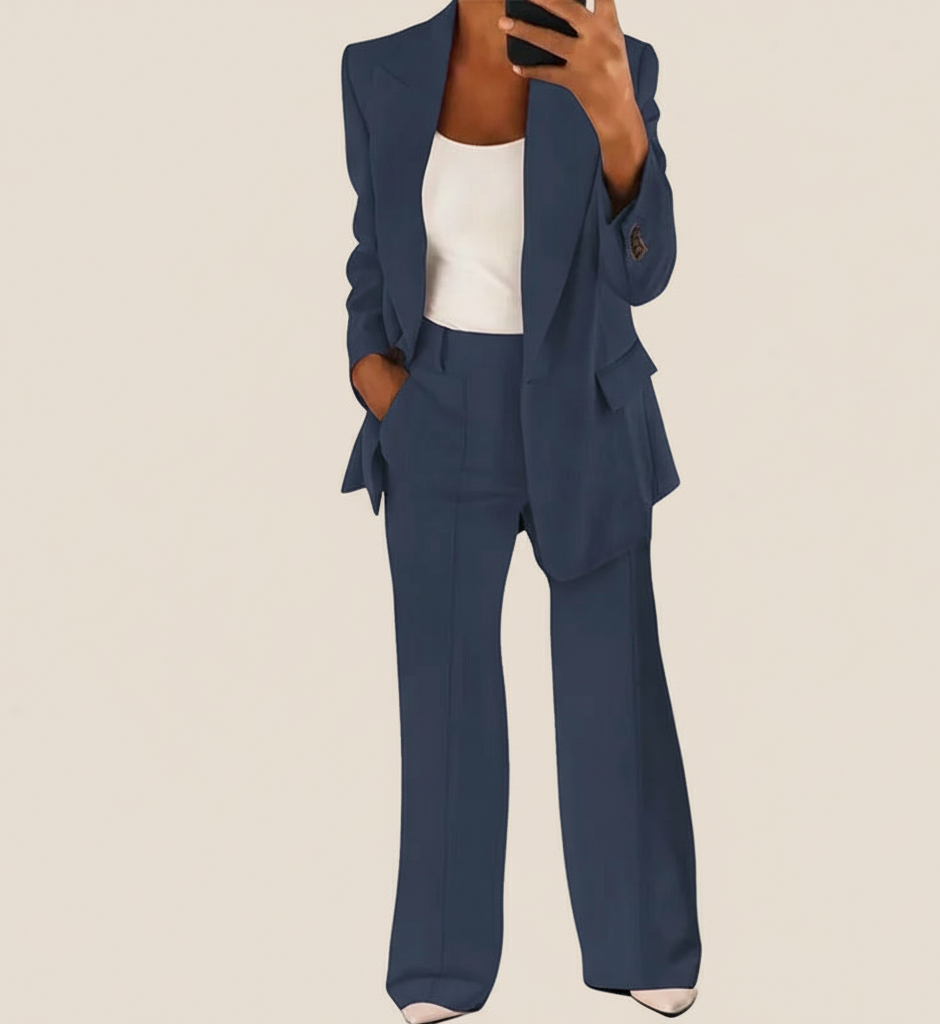 Damespak Vivienne – Elegante 2-Delige Set met Blazer en Wide-Leg Pantalon