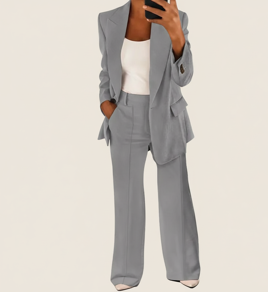 Damespak Vivienne – Elegante 2-Delige Set met Blazer en Wide-Leg Pantalon