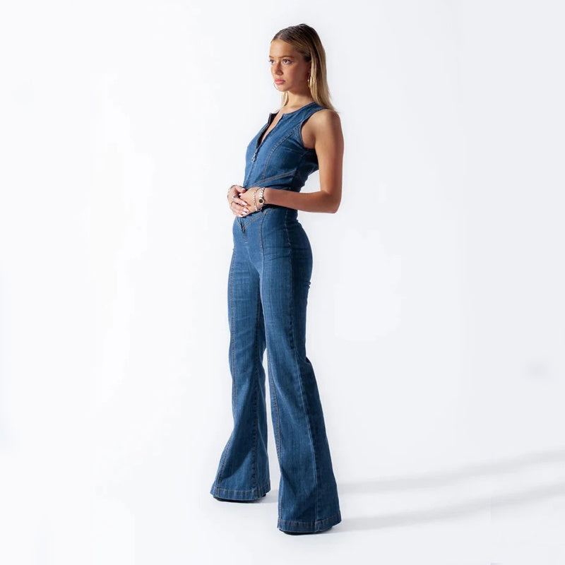 Jumpsuit Jade – Robuuste Denim All-in-One met Flatterende Pasvorm
