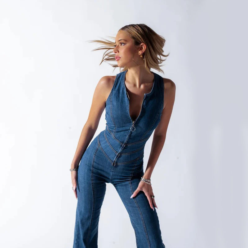 Jumpsuit Jade – Robuuste Denim All-in-One met Flatterende Pasvorm