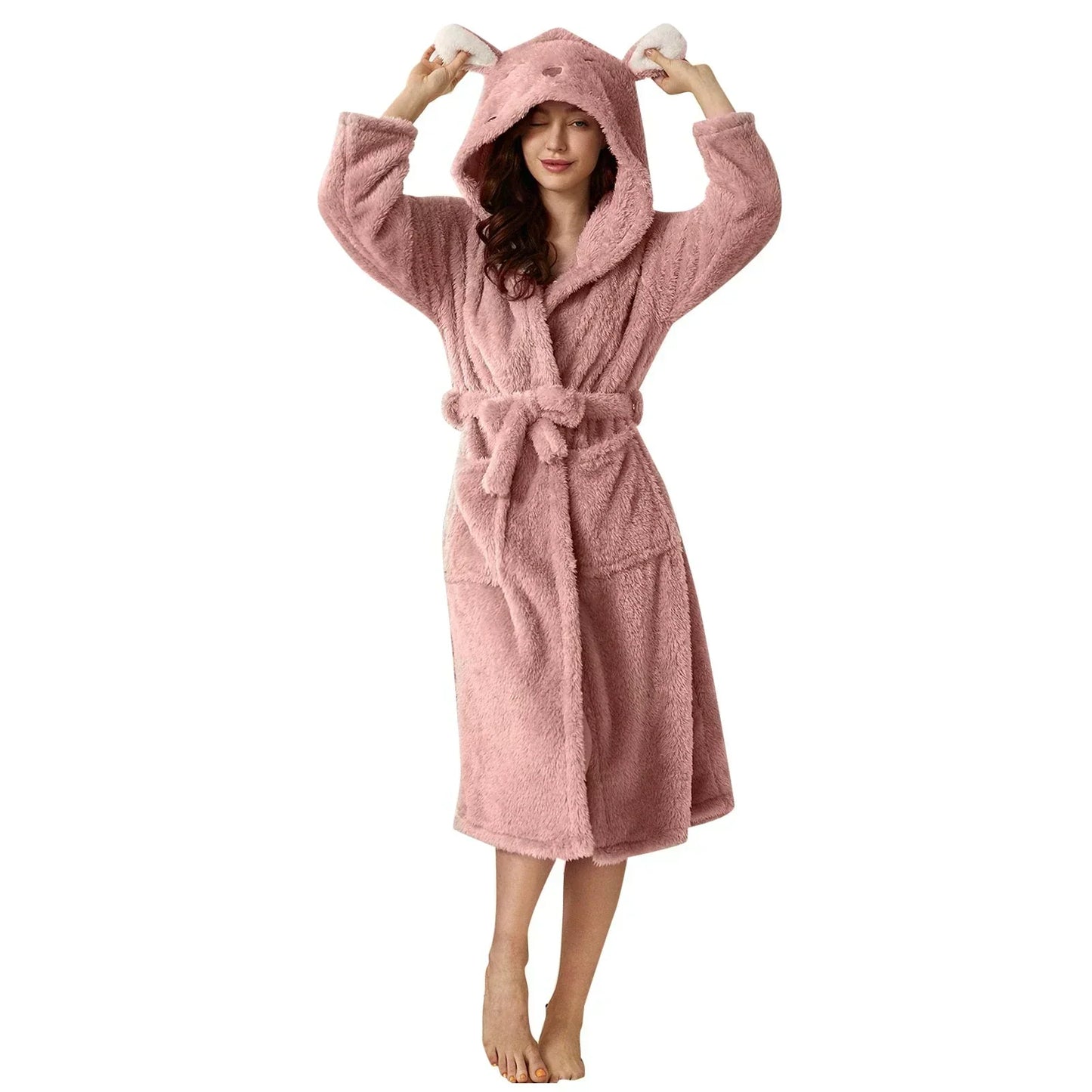 Fluffy Dames Badjas – Ultrazachte Katoenen Badjas met Pluche Textuur