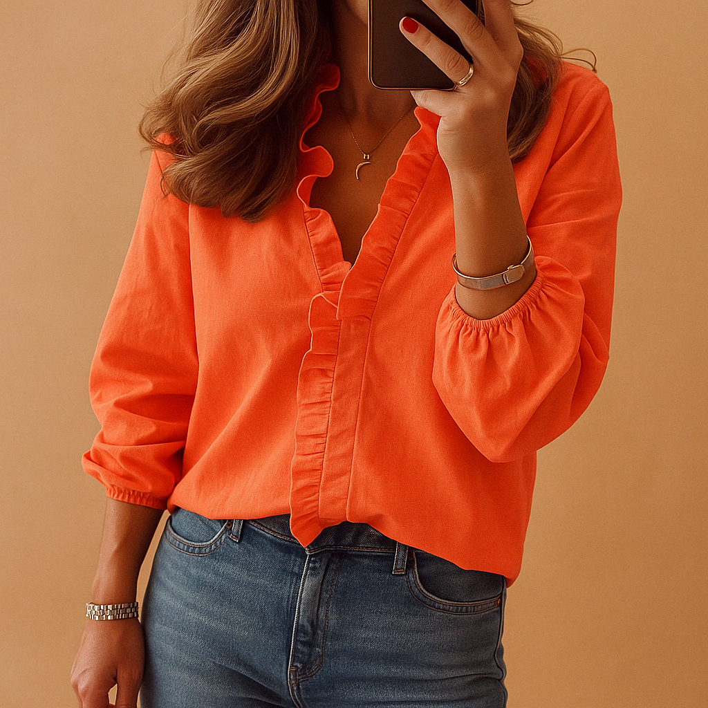 Élise – Elegante Dames Blouse met Verfijnde Ruches