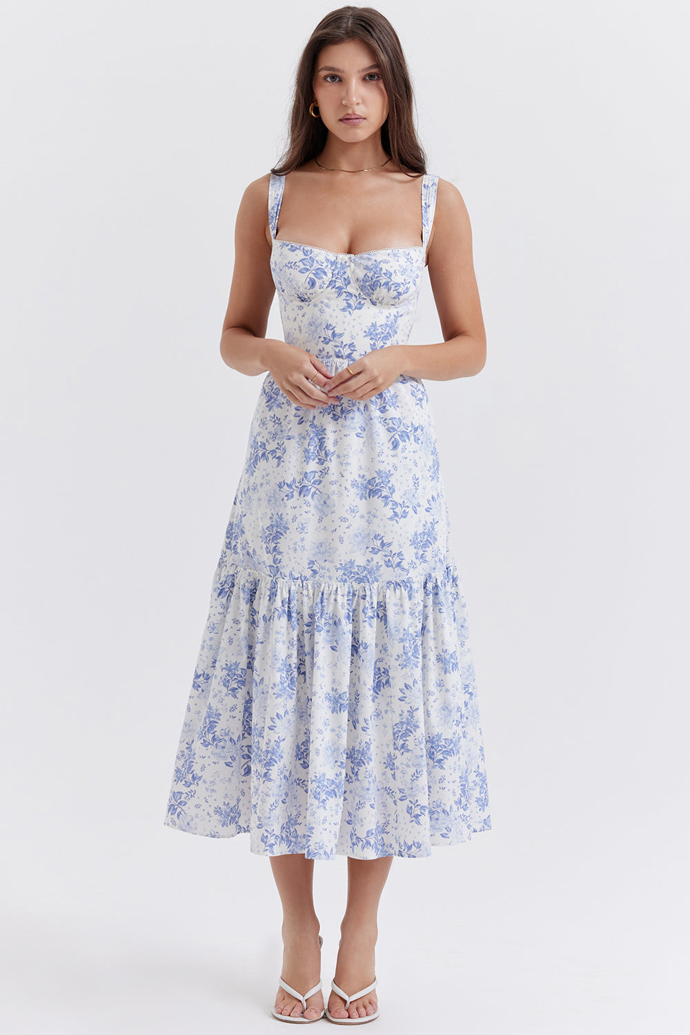 Midi Jurk Sophia – Luchtige Bloemenjurk met Romantische Print
