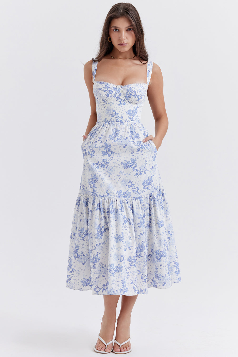 Midi Jurk Sophia – Luchtige Bloemenjurk met Romantische Print