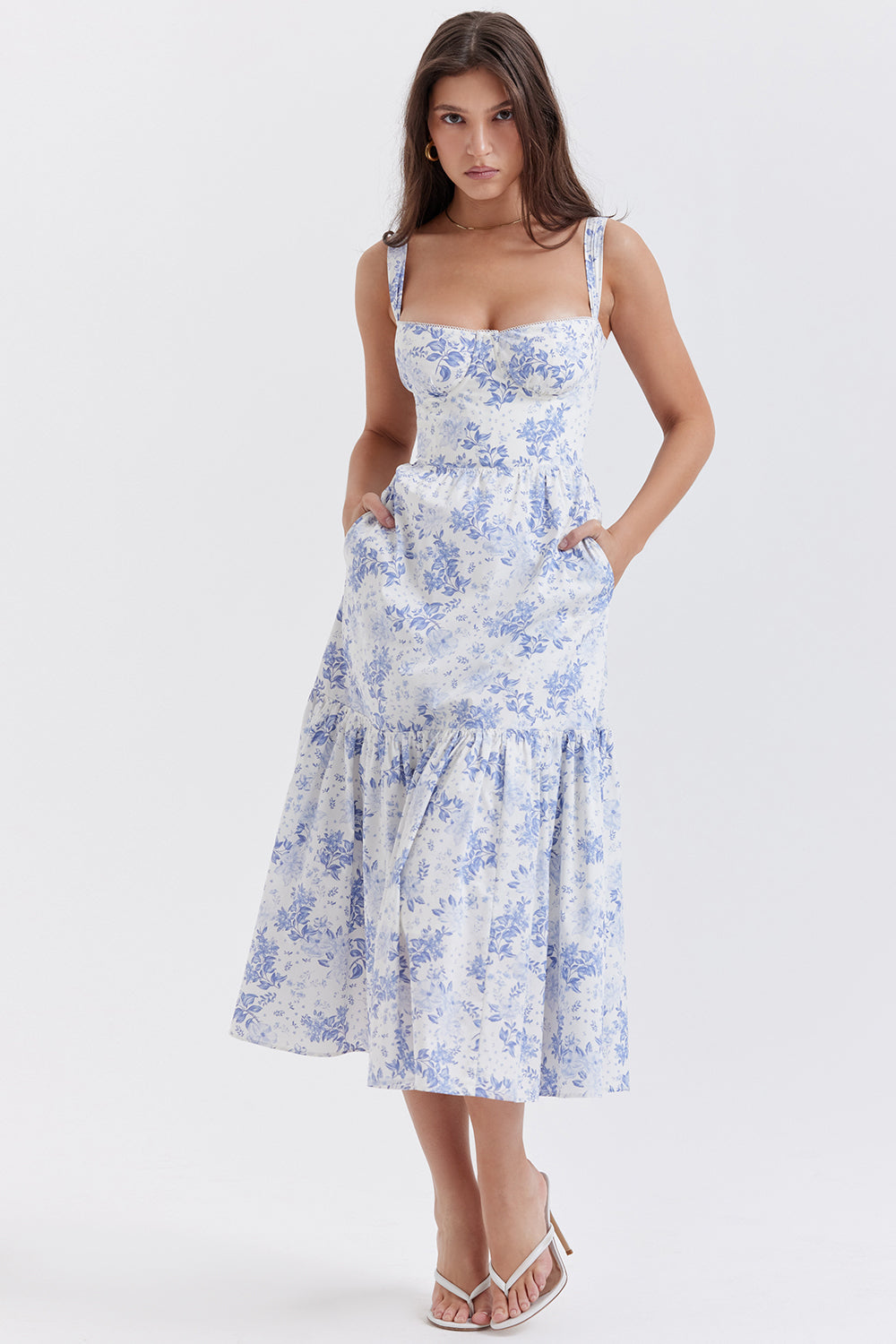Midi Jurk Sophia – Luchtige Bloemenjurk met Romantische Print