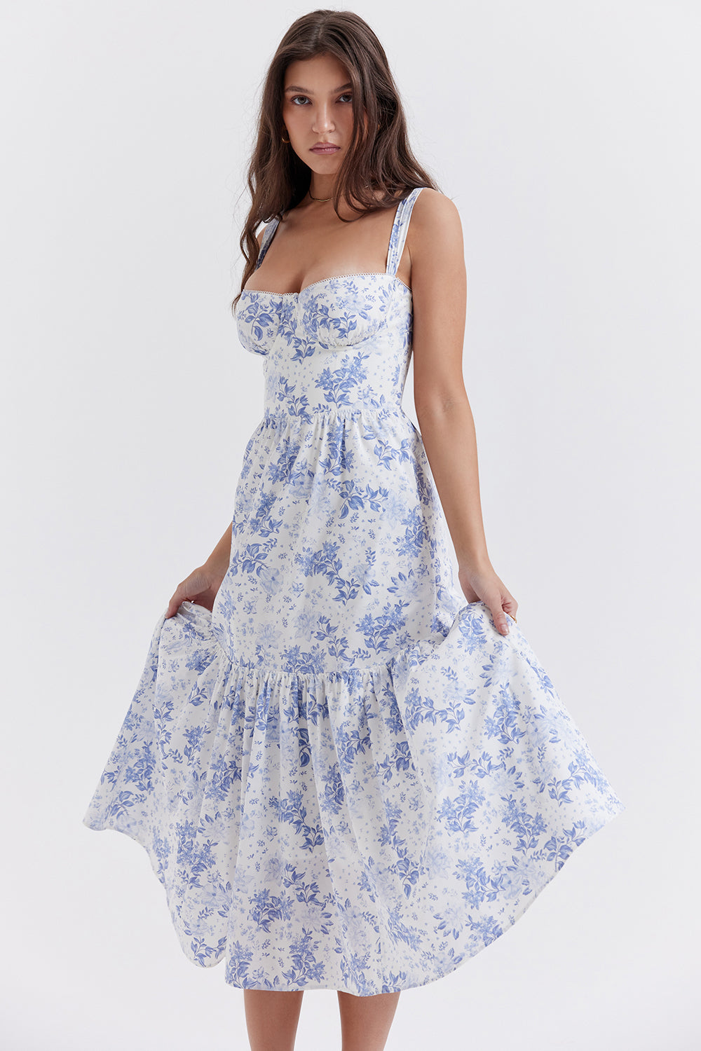 Midi Jurk Sophia – Luchtige Bloemenjurk met Romantische Print