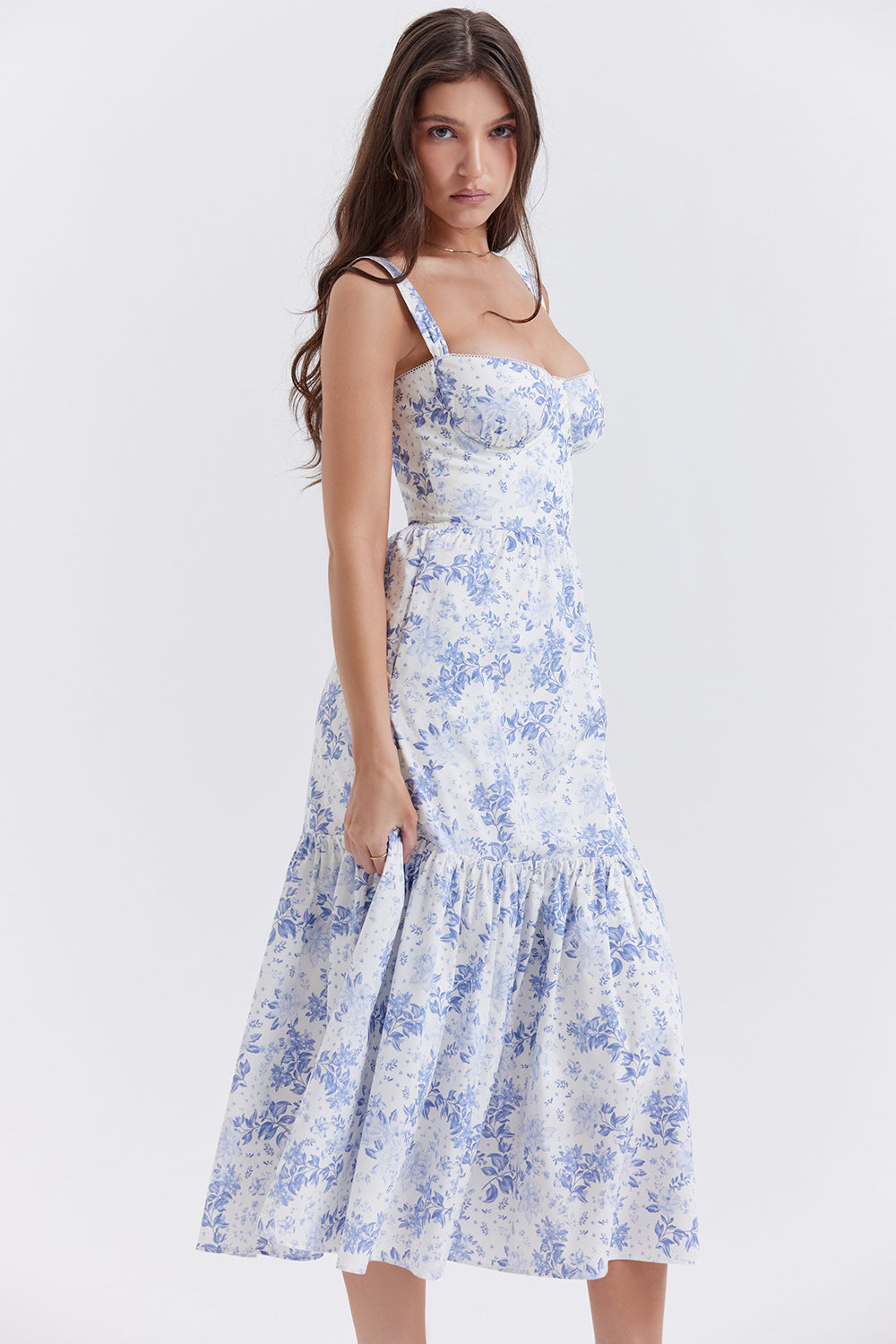 Midi Jurk Sophia – Luchtige Bloemenjurk met Romantische Print