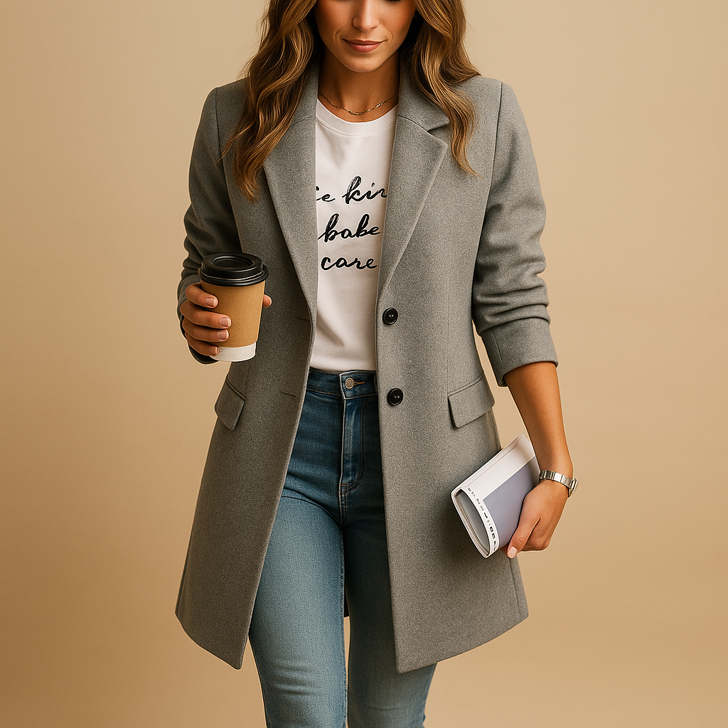 Valentina – Elegante Halflange Dames Mantel met Tijdloze Klasse