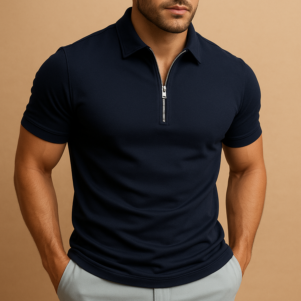 Julian – Moderne Heren Polo met Rits en Slim Fit Pasvorm
