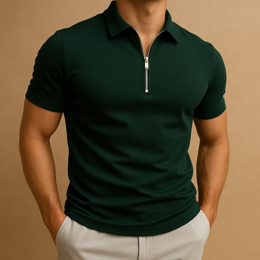 Julian – Moderne Heren Polo met Rits en Slim Fit Pasvorm