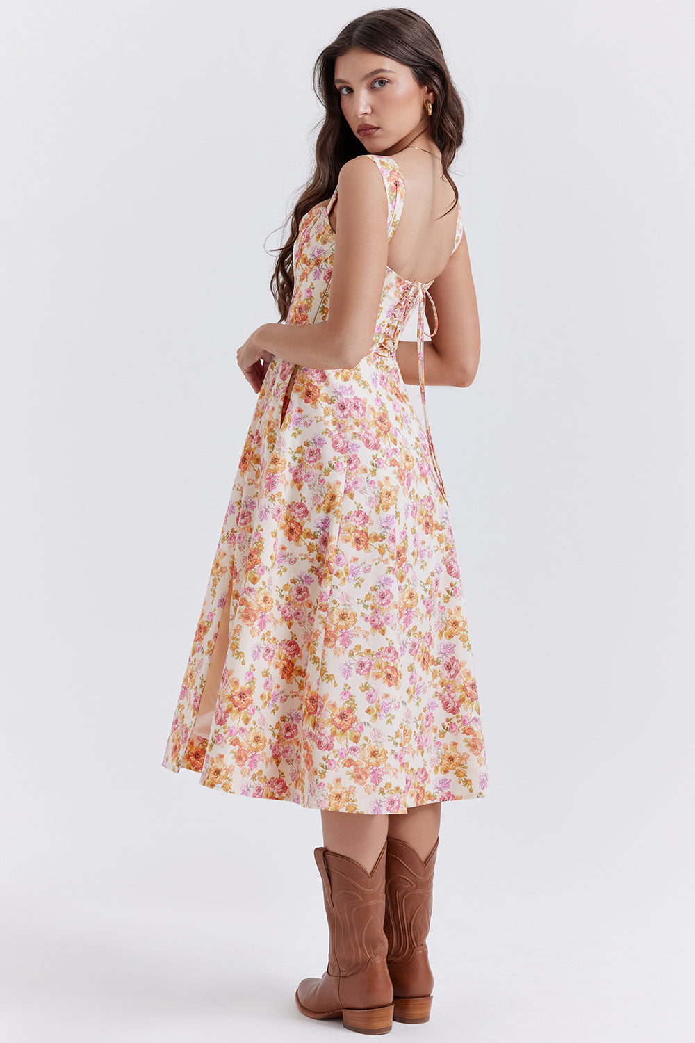 Midi Jurk Sophia – Luchtige Bloemenjurk met Romantische Print