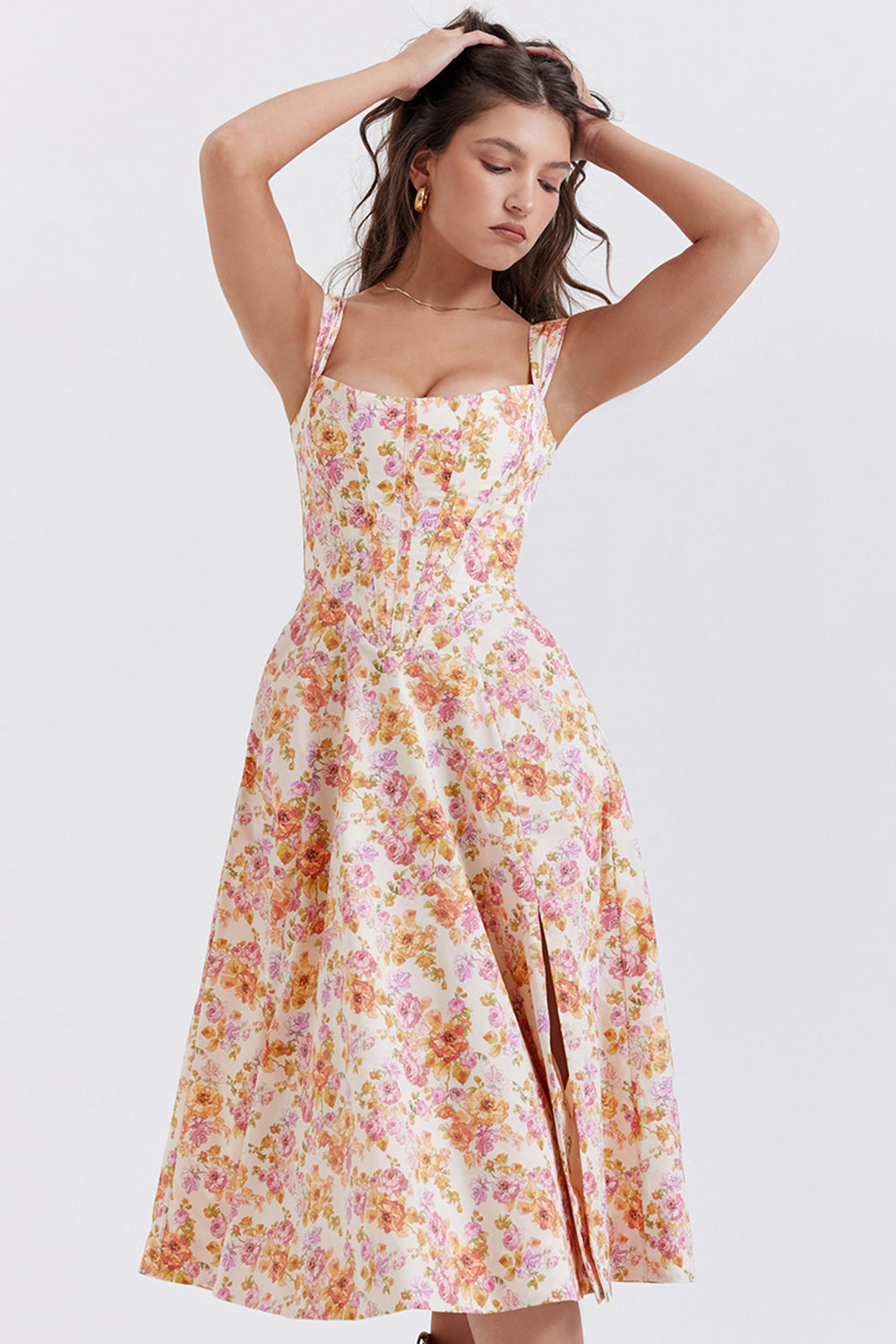 Midi Jurk Sophia – Luchtige Bloemenjurk met Romantische Print
