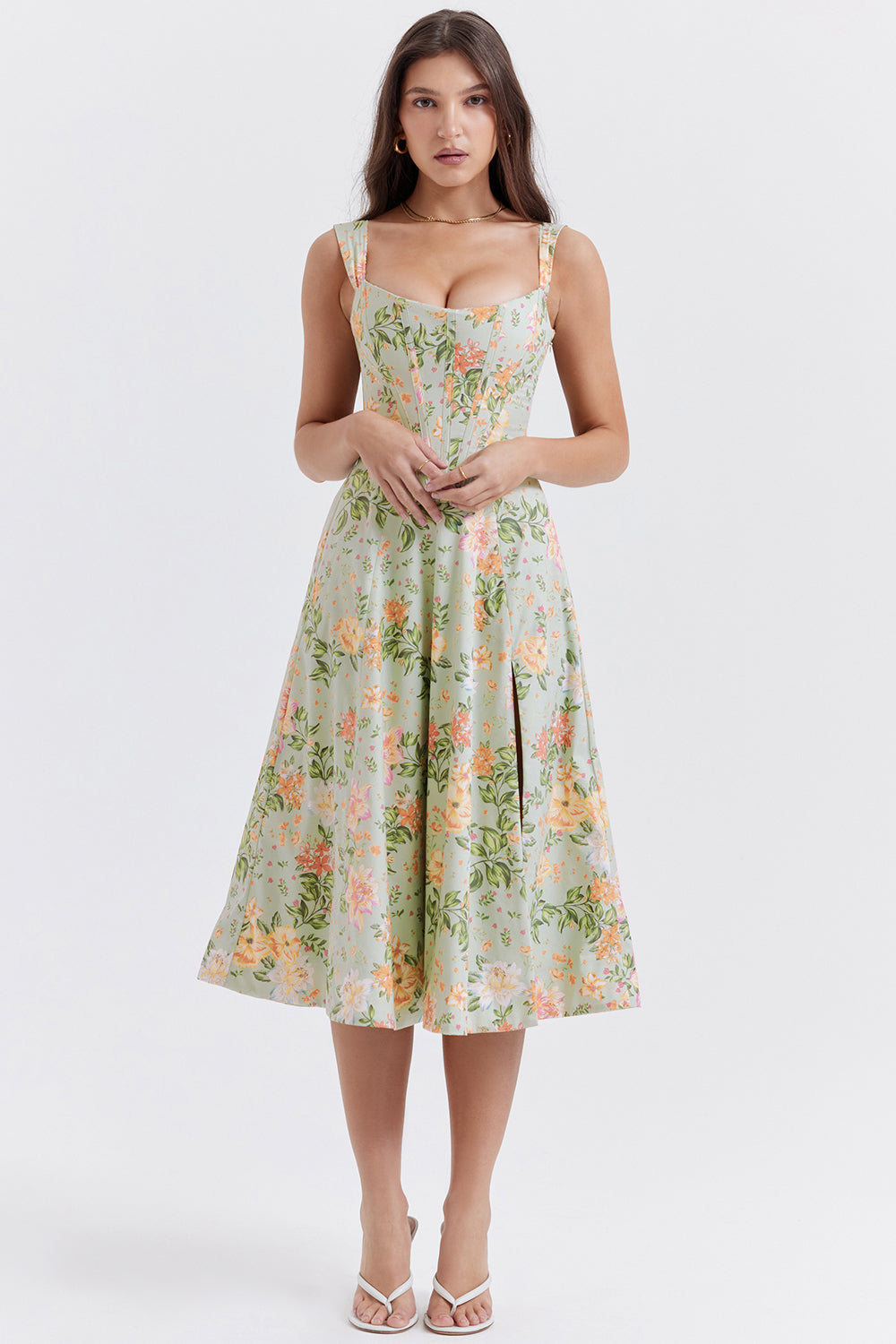 Midi Jurk Sophia – Luchtige Bloemenjurk met Romantische Print