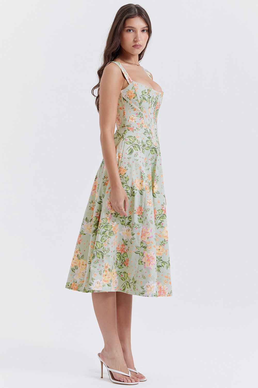 Midi Jurk Sophia – Luchtige Bloemenjurk met Romantische Print