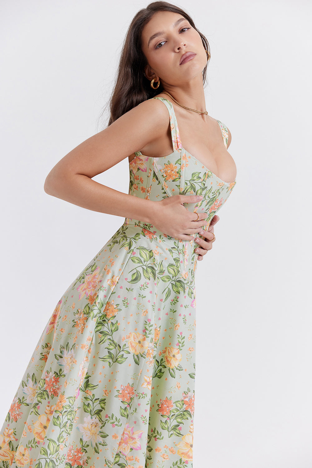Midi Jurk Sophia – Luchtige Bloemenjurk met Romantische Print
