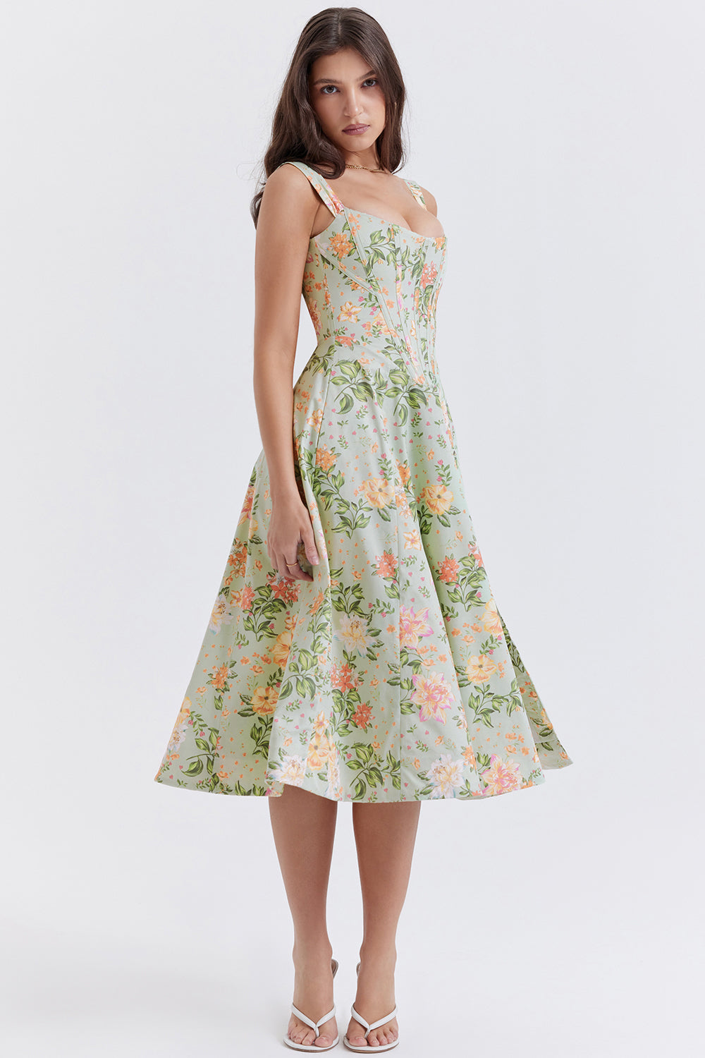 Midi Jurk Sophia – Luchtige Bloemenjurk met Romantische Print