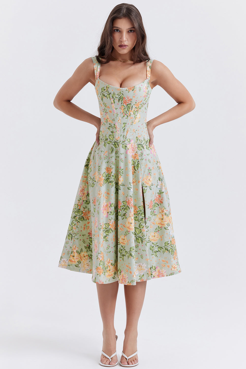 Midi Jurk Sophia – Luchtige Bloemenjurk met Romantische Print