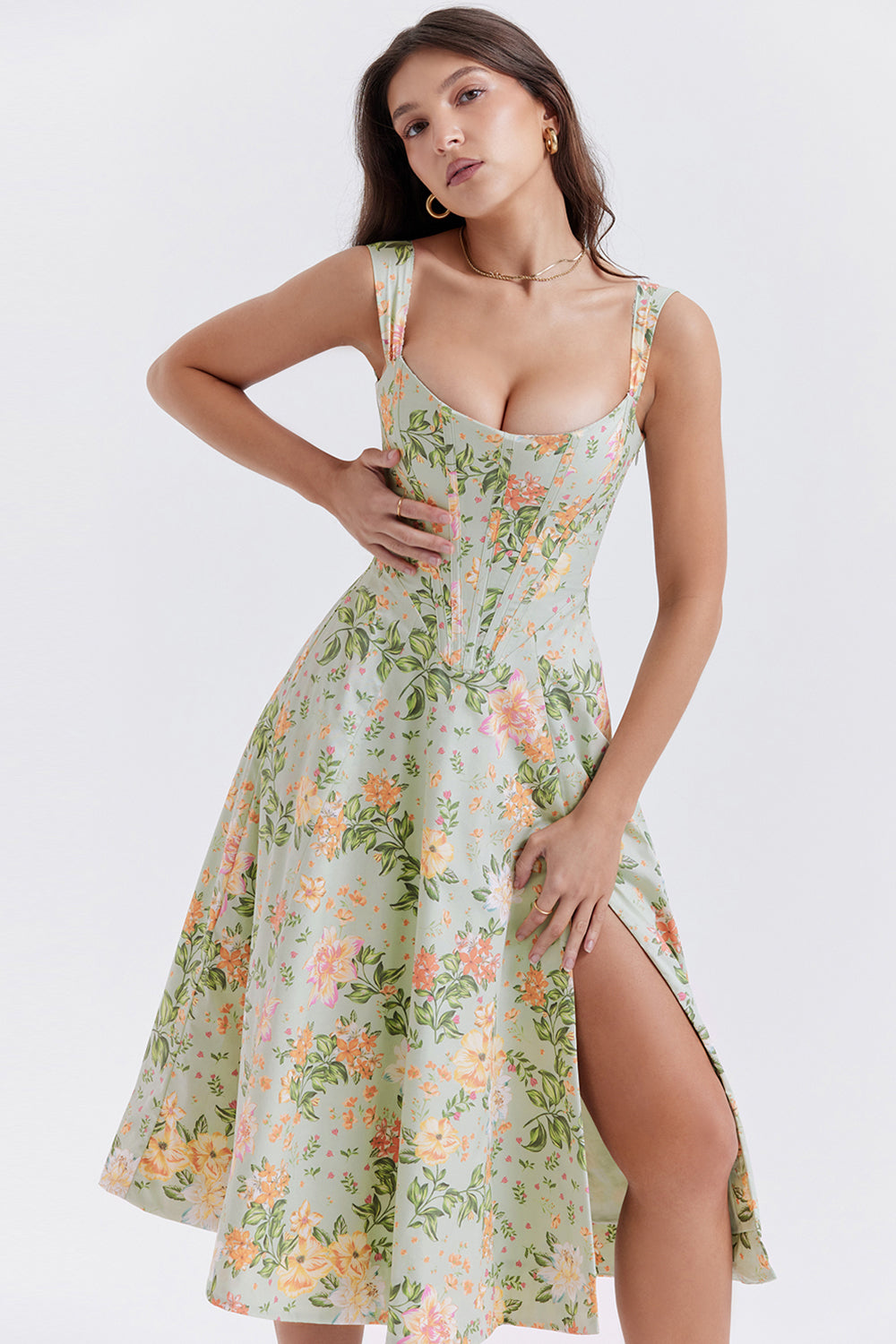 Midi Jurk Sophia – Luchtige Bloemenjurk met Romantische Print