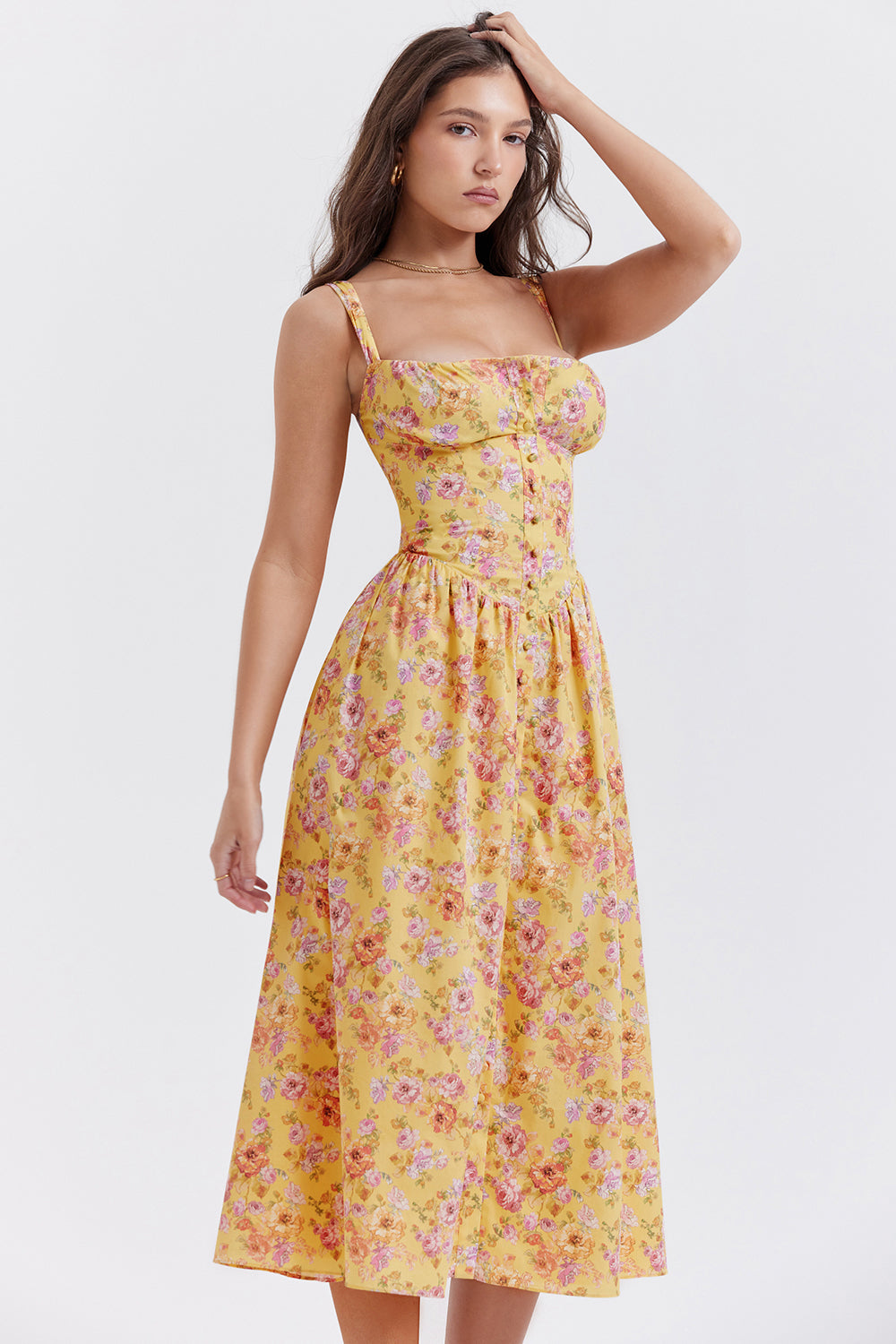 Midi Jurk Sophia – Luchtige Bloemenjurk met Romantische Print