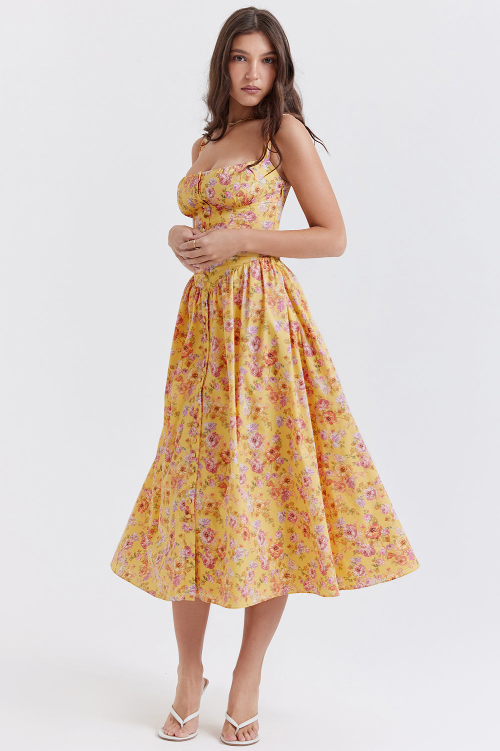 Midi Jurk Sophia – Luchtige Bloemenjurk met Romantische Print
