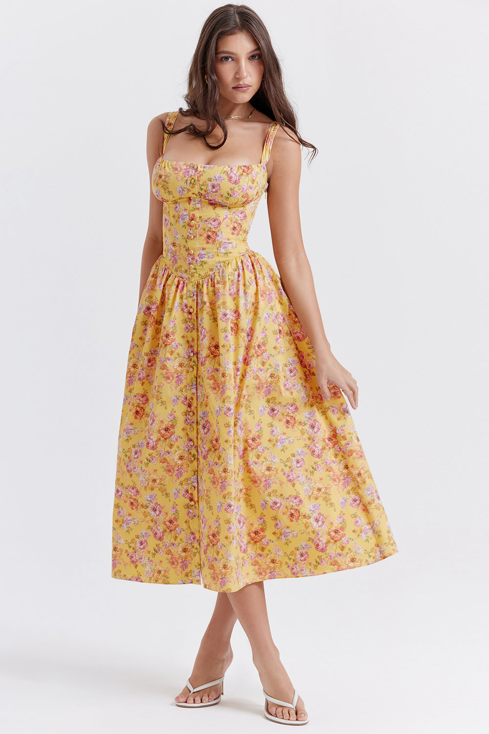 Midi Jurk Sophia – Luchtige Bloemenjurk met Romantische Print