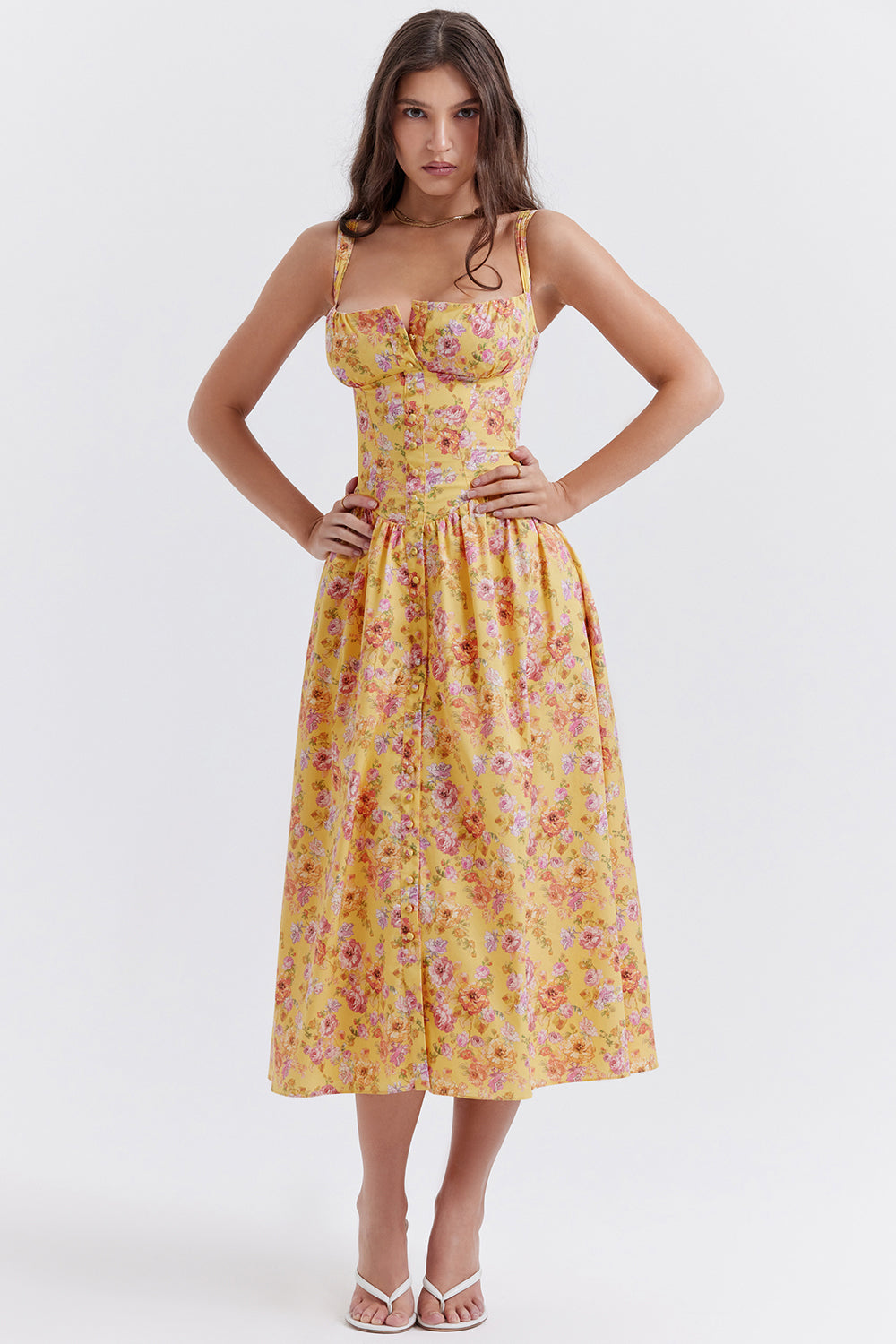 Midi Jurk Sophia – Luchtige Bloemenjurk met Romantische Print