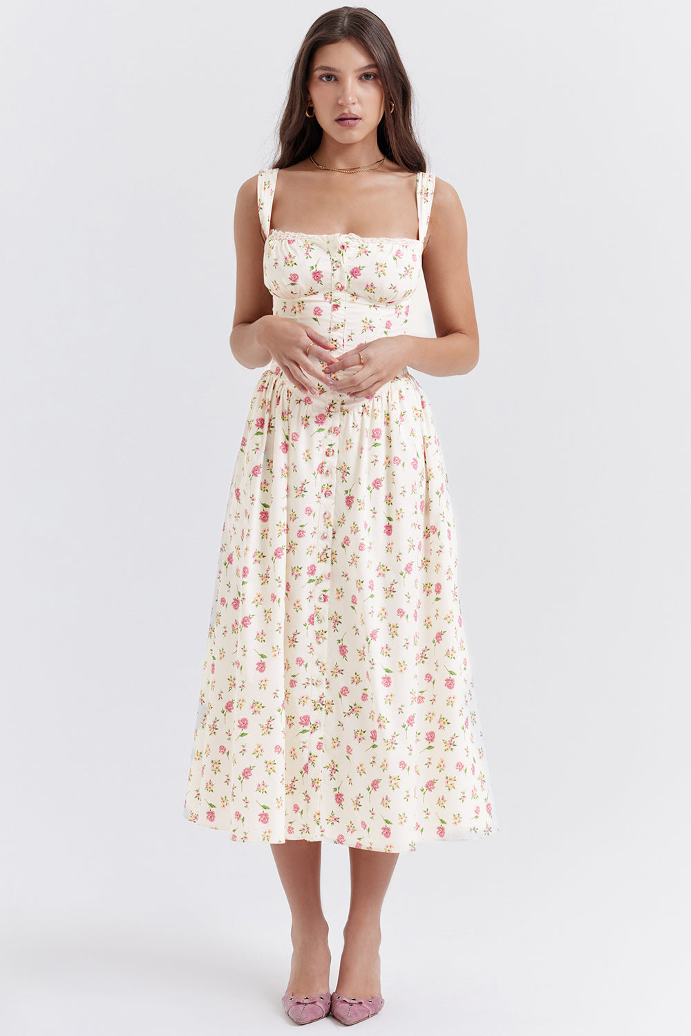 Midi Jurk Sophia – Luchtige Bloemenjurk met Romantische Print