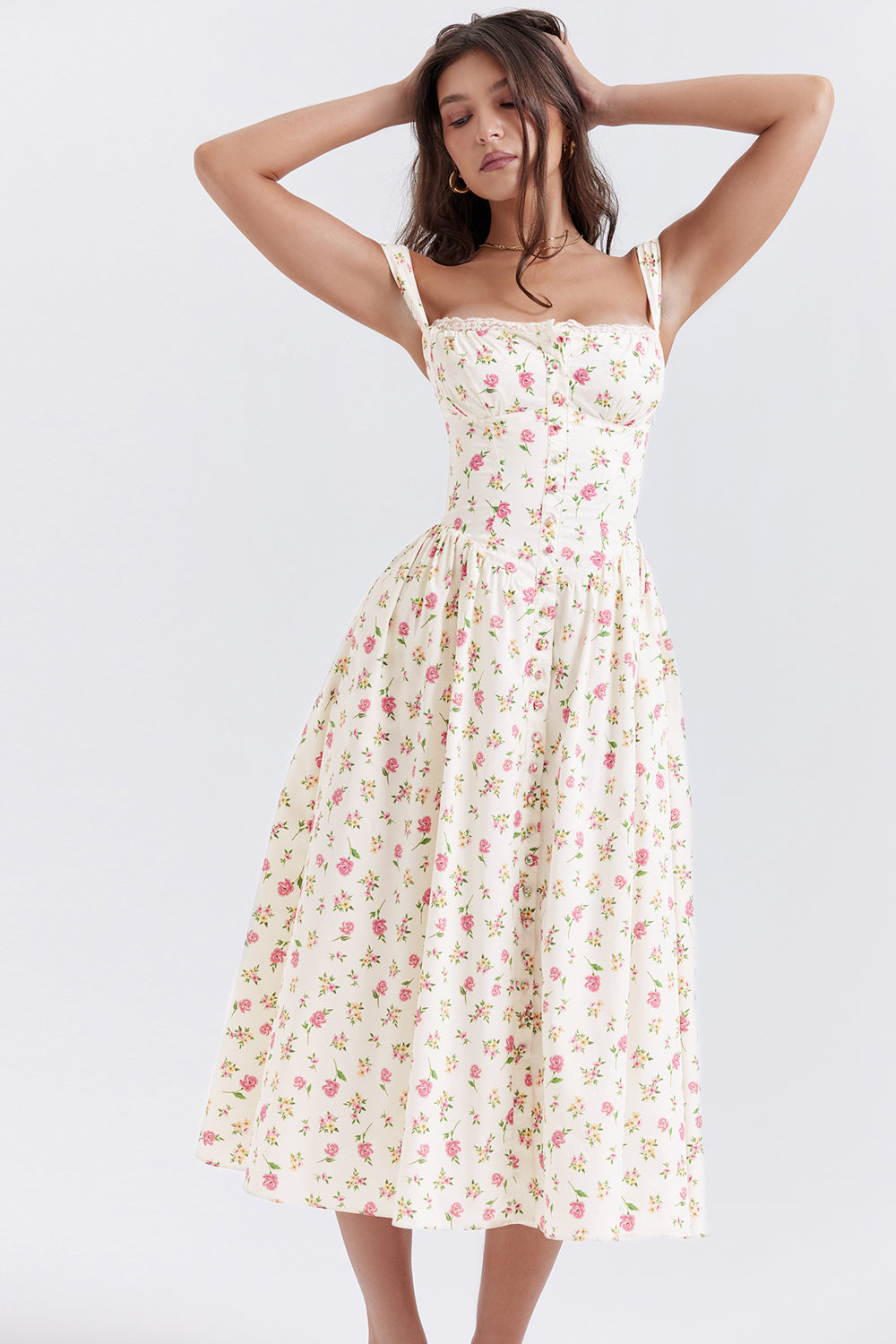 Midi Jurk Sophia – Luchtige Bloemenjurk met Romantische Print