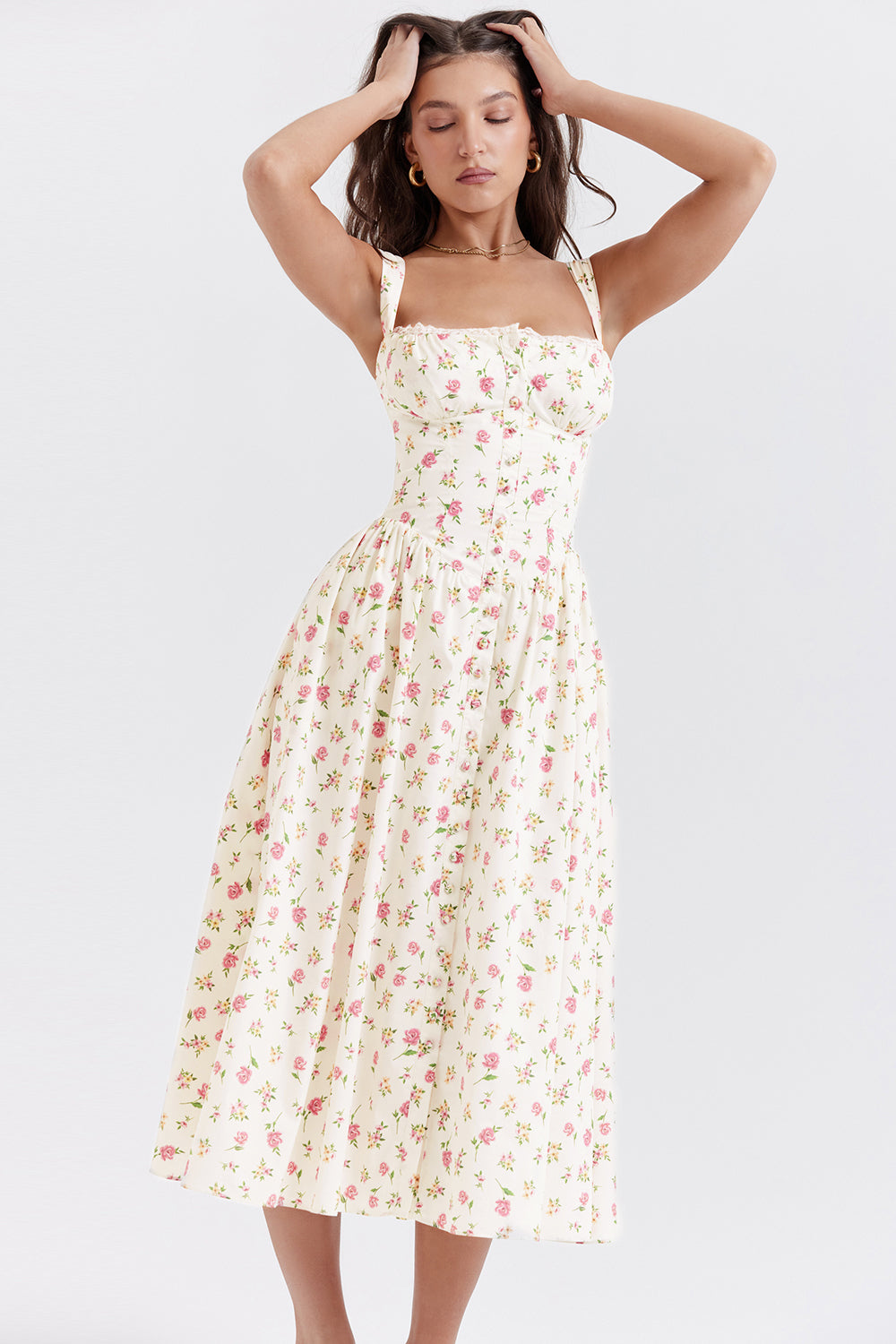 Midi Jurk Sophia – Luchtige Bloemenjurk met Romantische Print